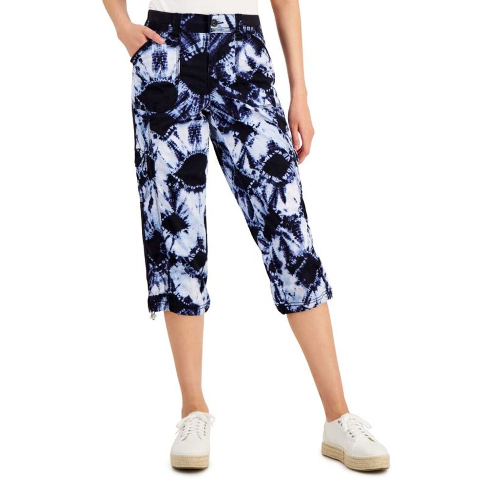 Style & Co Womens Printed Bungee Capri Pants